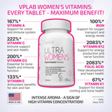 Close-up of vplab nutrition Ultra Women's Multivitamin tablets