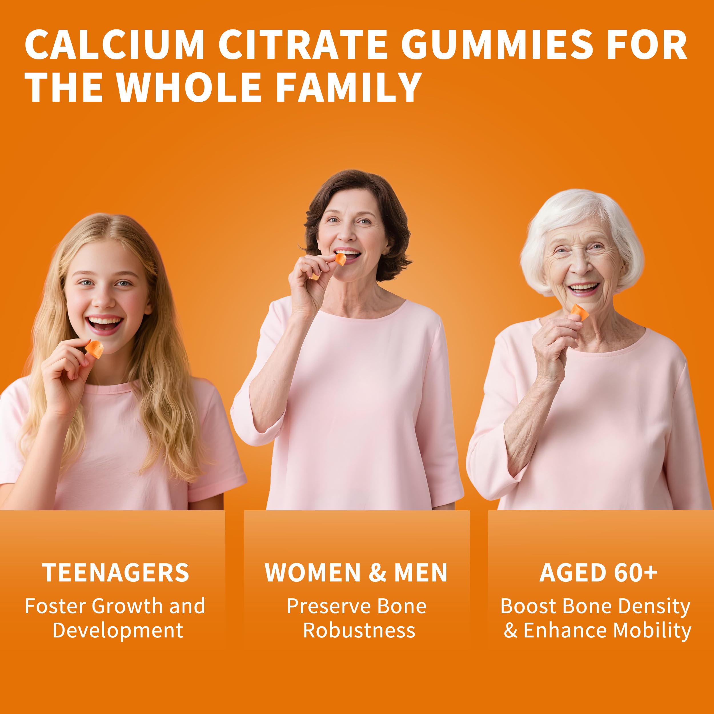 Close-up of Wanish Calcium Citrate Gummies orange flavour