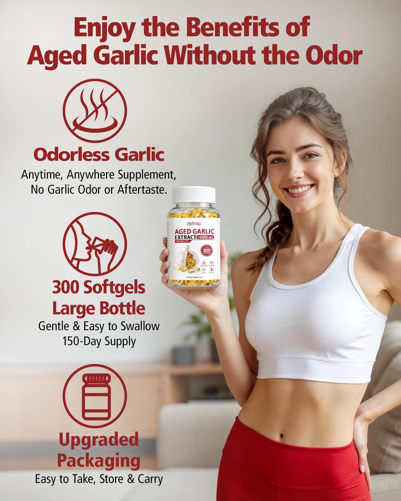 Close-up of WBSQL Aged Garlic Extract Softgels