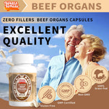 Close-up of Well&Whole Beef Organ Supplement for Women capsules
