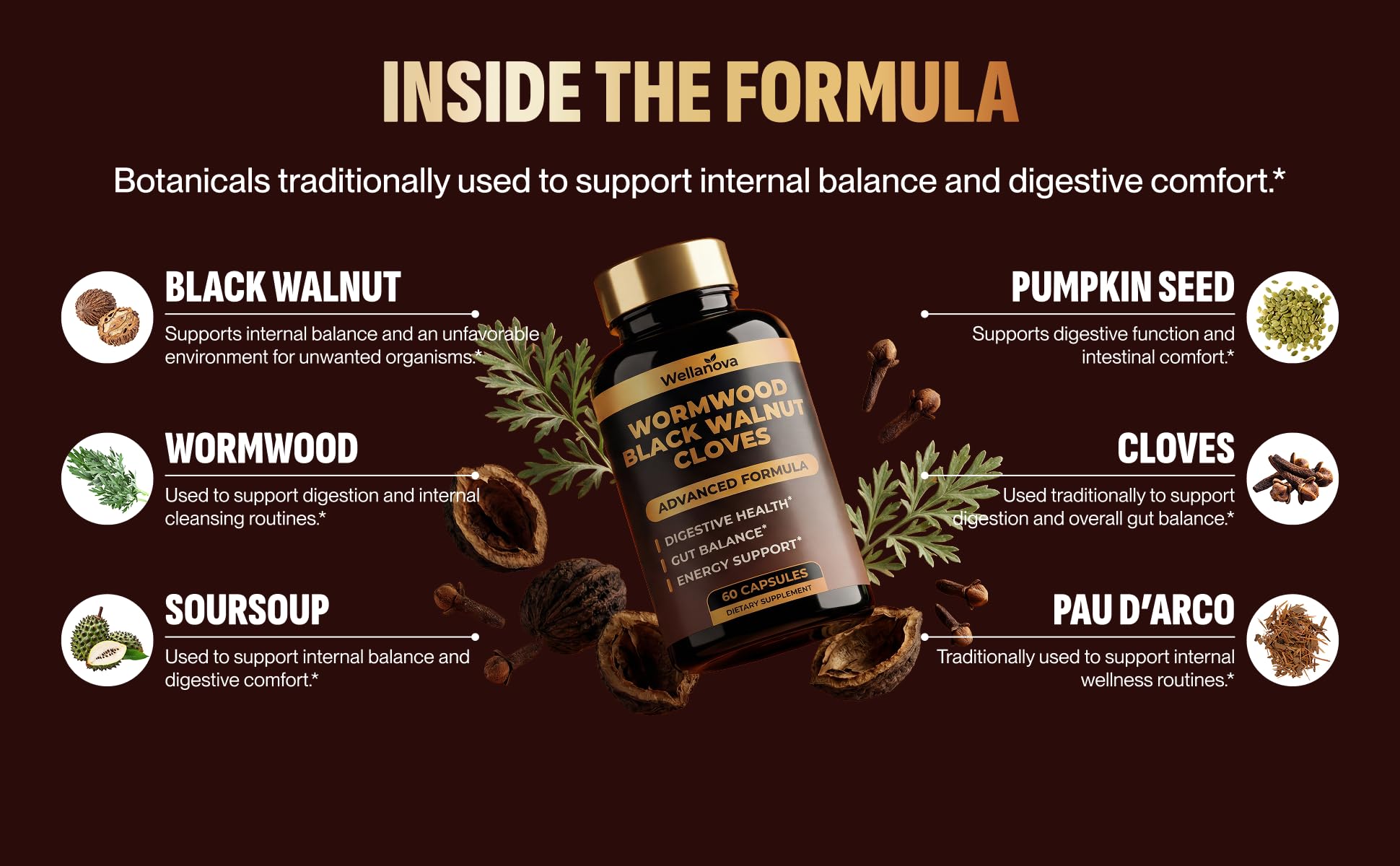 Close-up of Wellanova Herbal Cleanse Capsules