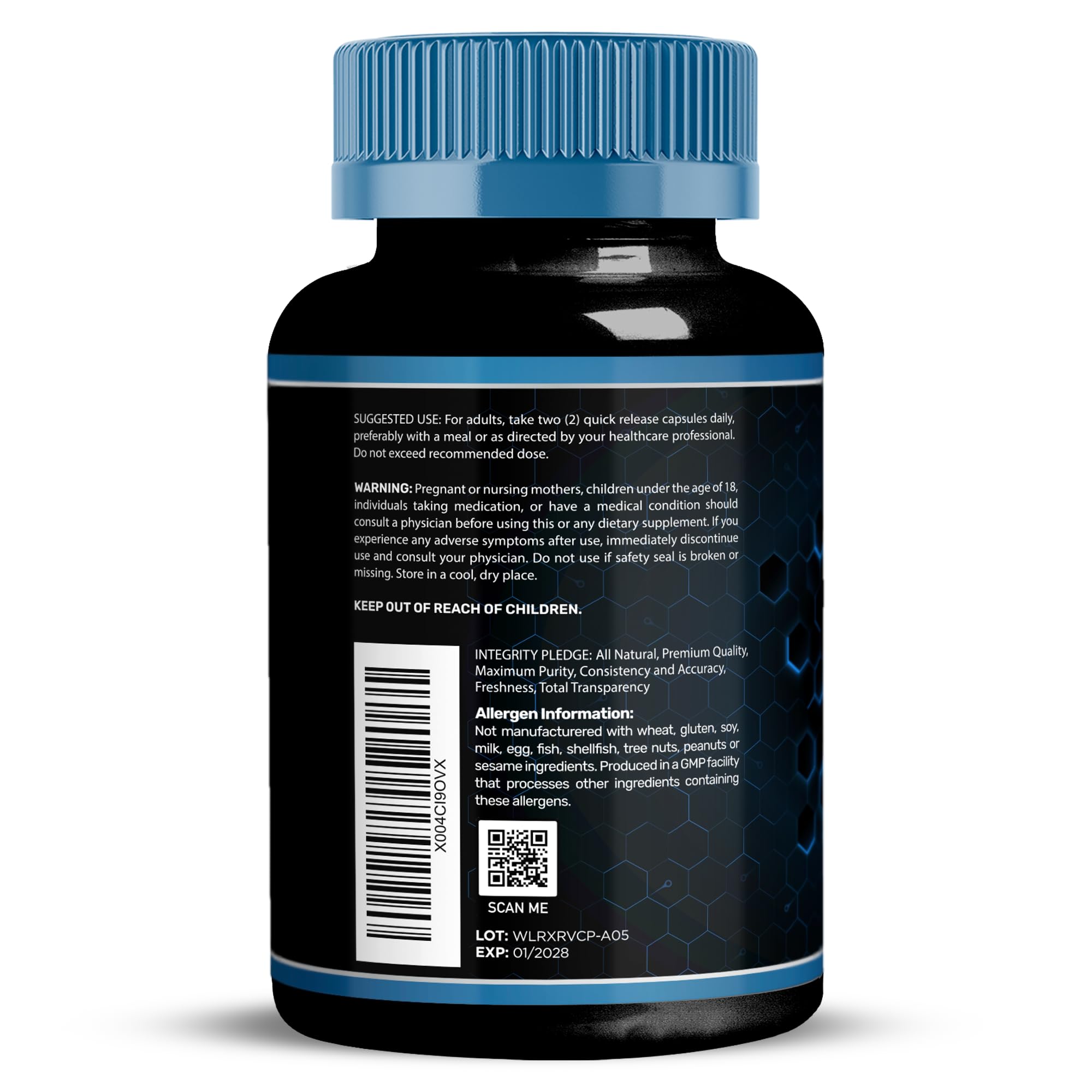 Close-up of WELLNESS LABSRX Resveratrol Capsules 1000mg