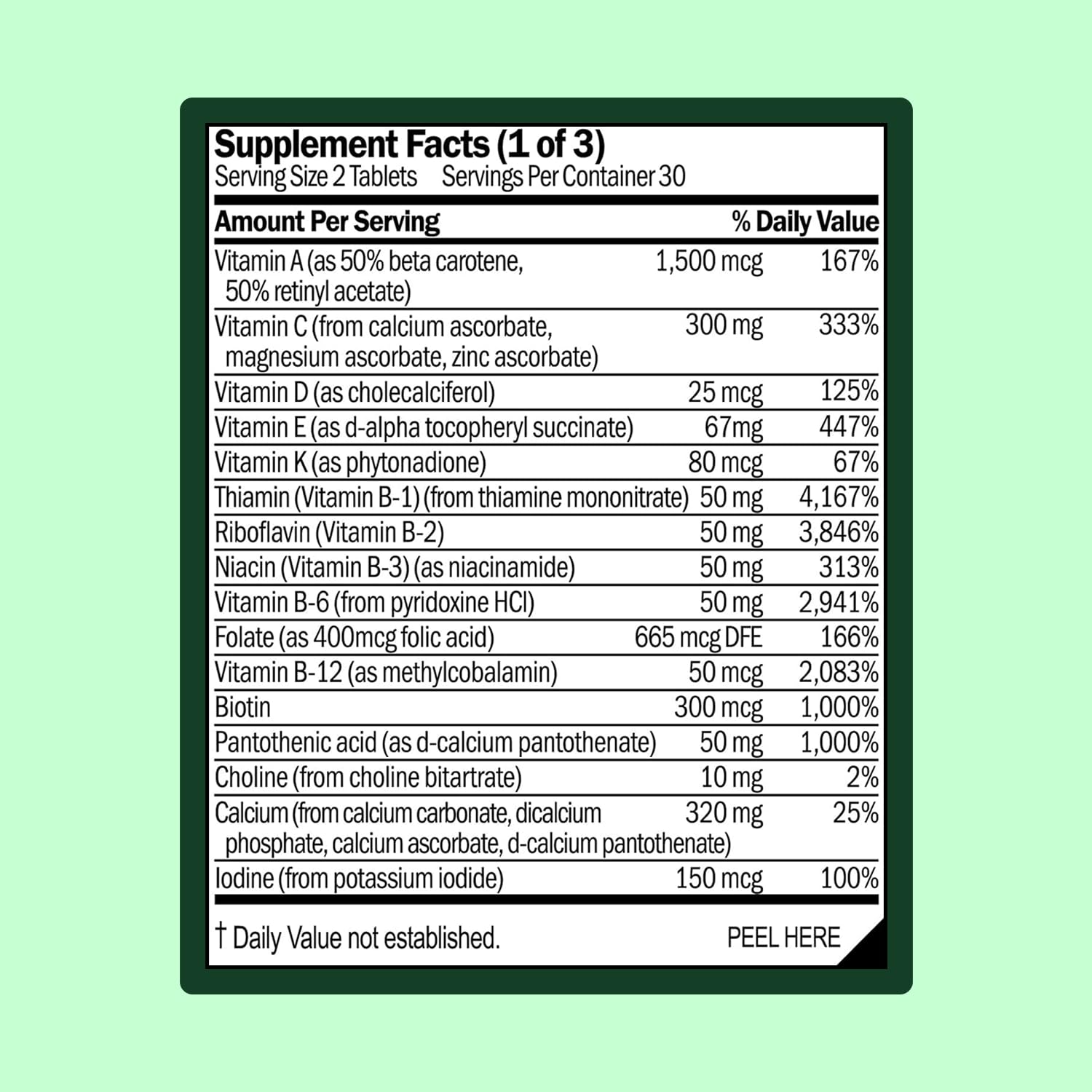 Close-up of WellWithAll Men's Multivitamin Supplement tablets