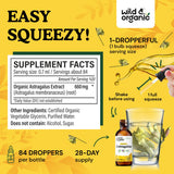 Close-up of Wild & Organic Astragalus Tincture dropper