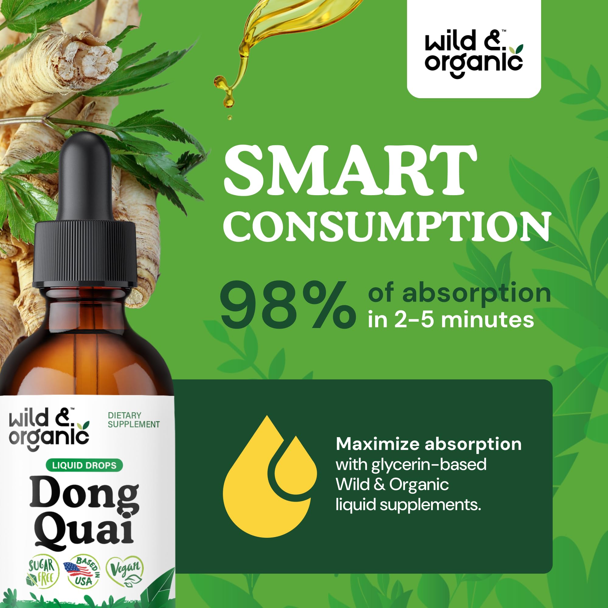 Close-up of Wild & Organic Dong Quai ingredients