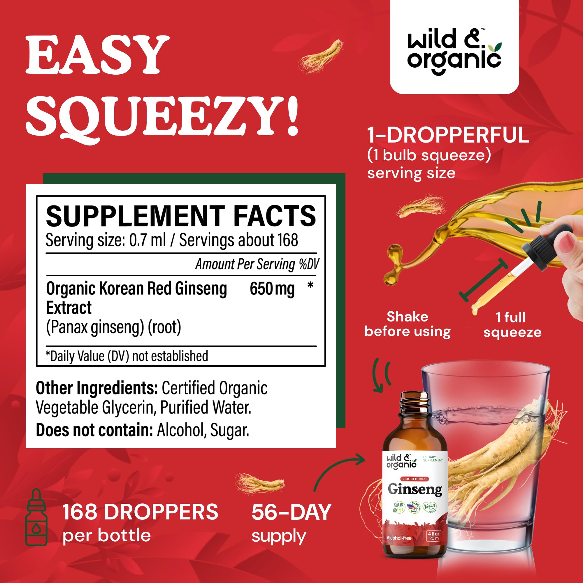 Close-up of Wild & Organic Ginseng Tincture label