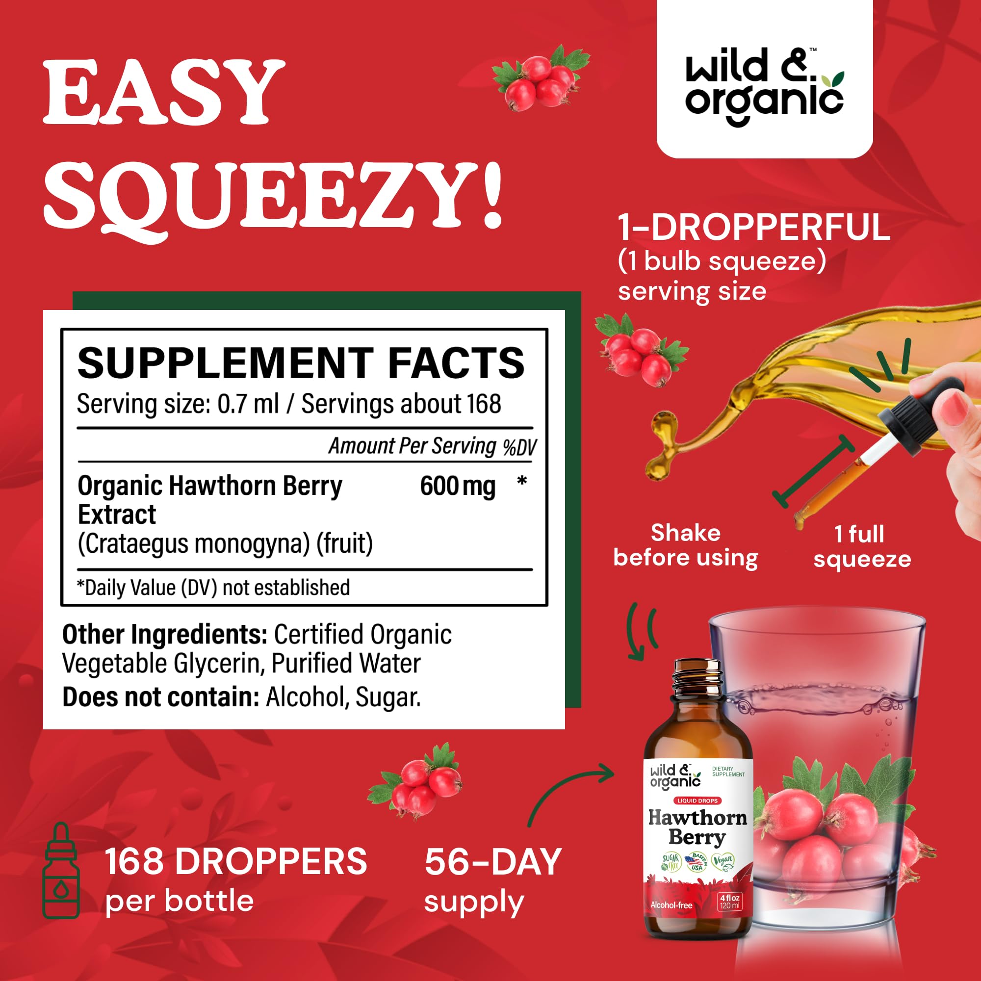 Close-up of Wild & Organic Hawthorn Berry Extract label