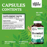 Close-up of Wild & Organic Horsetail Herb Capsules showing smooth capsule design
