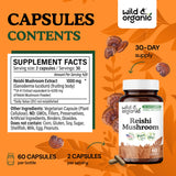 Close-up of Wild & Organic Red Reishi Mushroom Capsules
