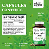 Close-up of Wild & Organic Spearmint Leaf Capsules 1000mg
