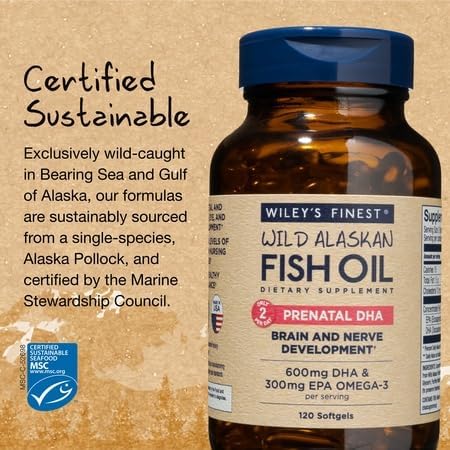 Close-up of Wiley's Finest Prenatal DHA Omega-3 Fish Oil softgel