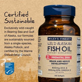 Close-up of Wiley's Finest Prenatal DHA Omega-3 Fish Oil softgel
