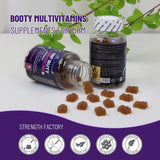 Close-up of Wins Town Multivitamin Gummies with botanical ingredients