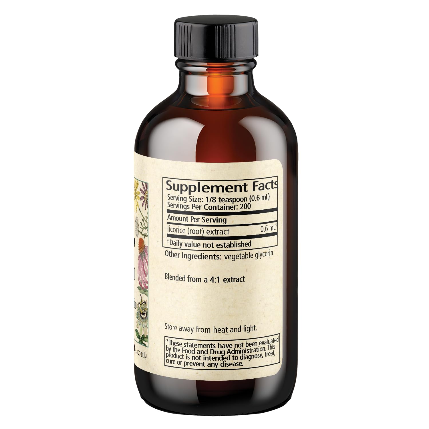 Close-up of Wise Woman Herbals Licorice Botanical Syrup label