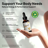 Close-up of Wish Fusion Maca Root Liquid Drops label