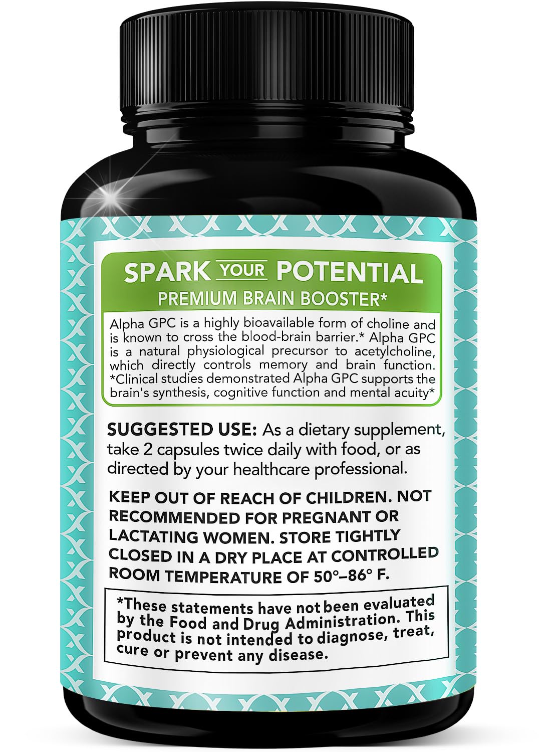 Close-up of X Gold Health Alpha GPC capsules