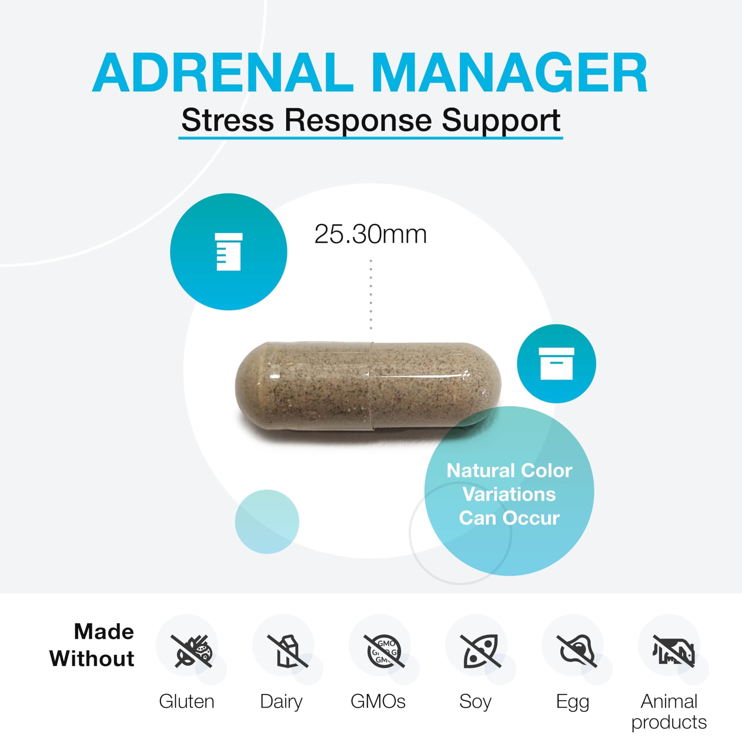 Close-up of XYMOGEN Adrenal Manager capsules in a hand