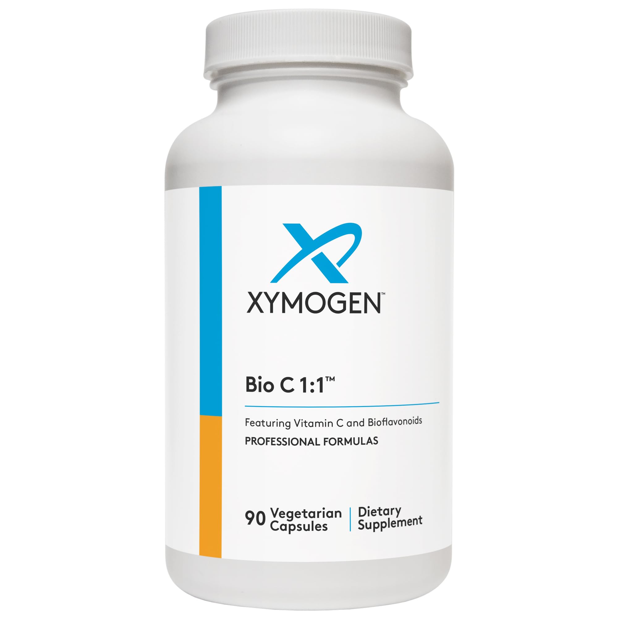Close-up of XYMOGEN Bio C 1:1 Vitamin C 500mg capsules