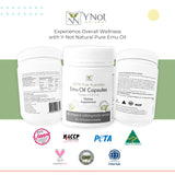 Close-up of Y Not Natural Emu Oil Capsules showing the capsule