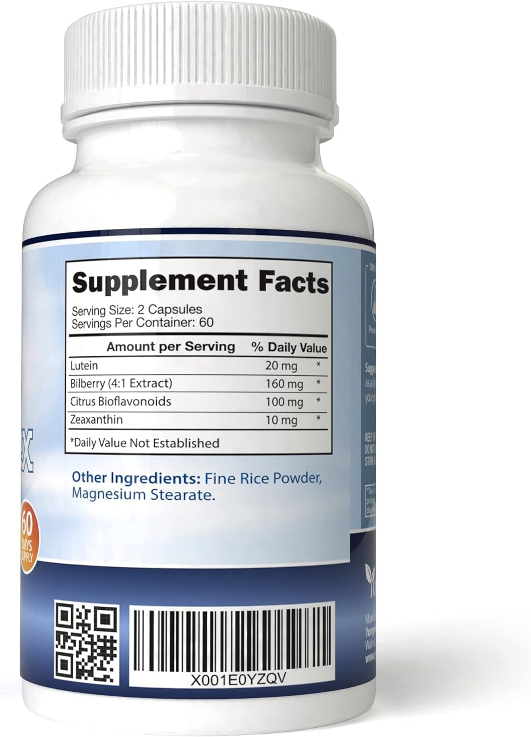 Close-up of YongWell Bilberry Capsules ingredients