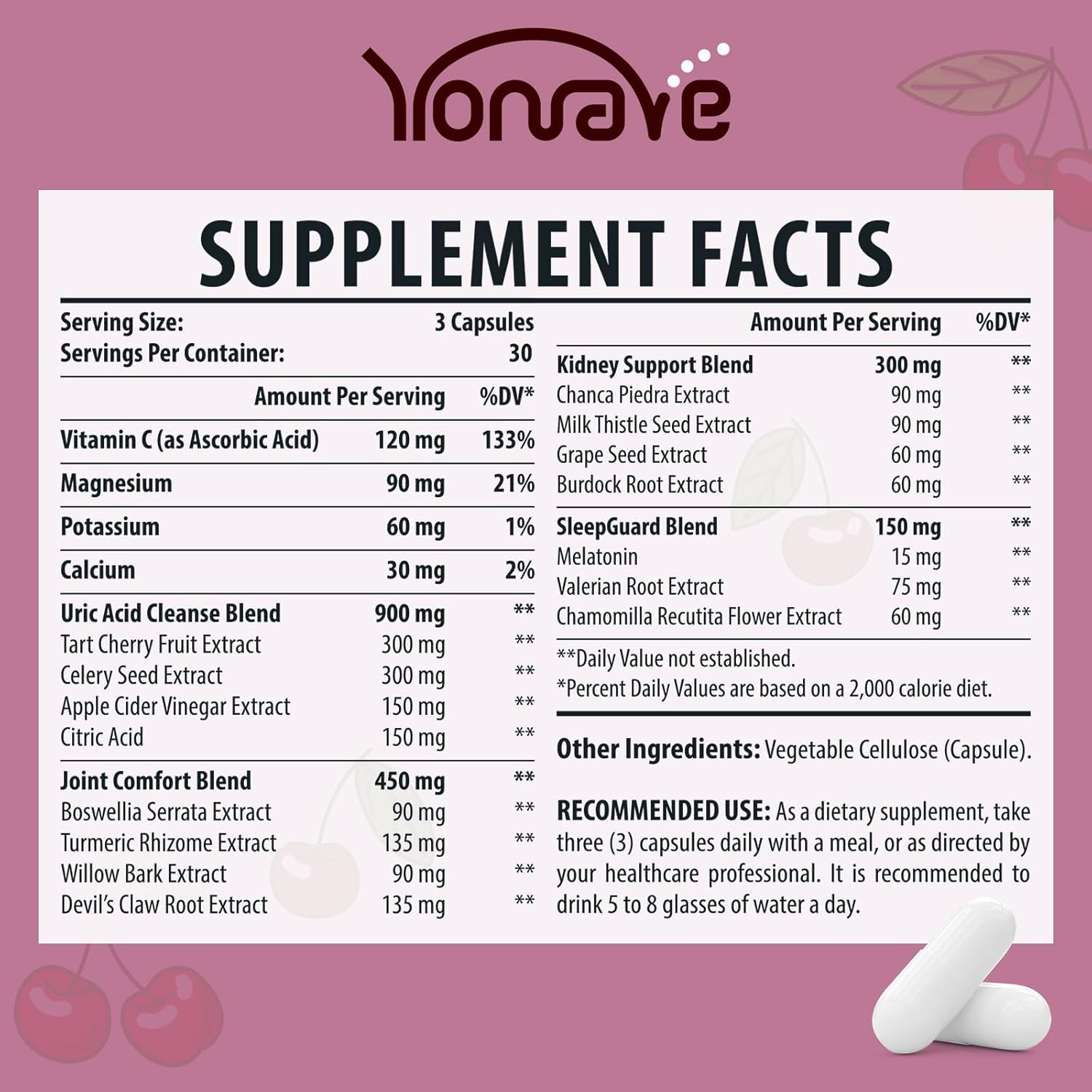 Close-up of Yonrave Uric Acid Capsules showing the capsule design