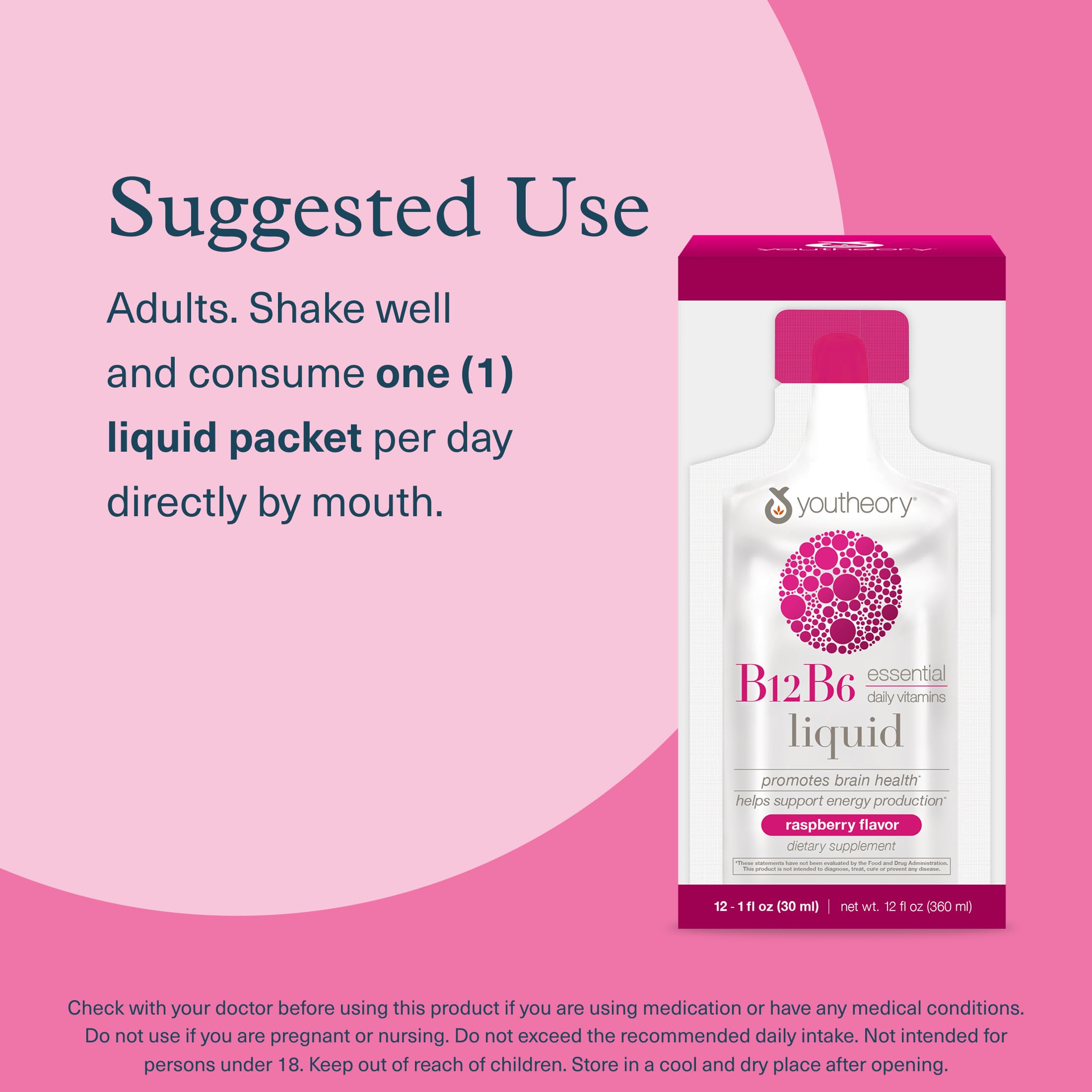 Close-up of Youtheory B12 B6 Daily Vitamins capsules