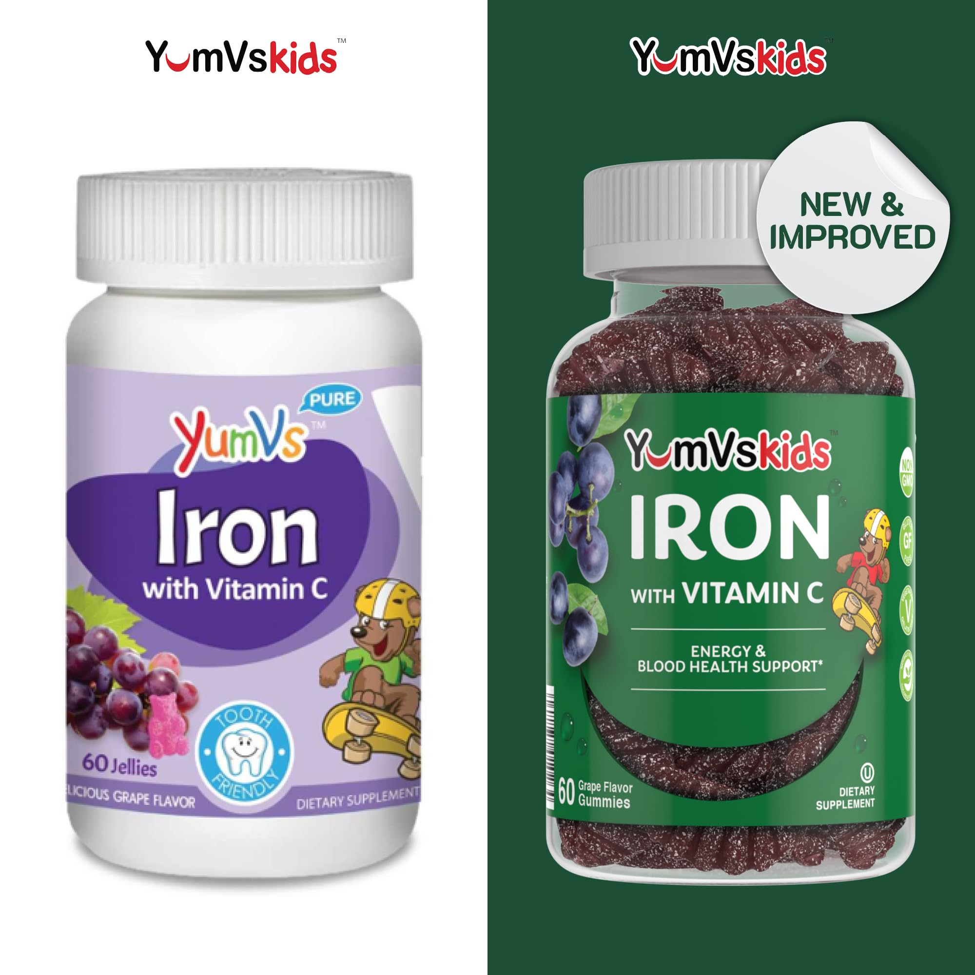 Close-up of YUM-V'S Kids Iron Gummies showing texture