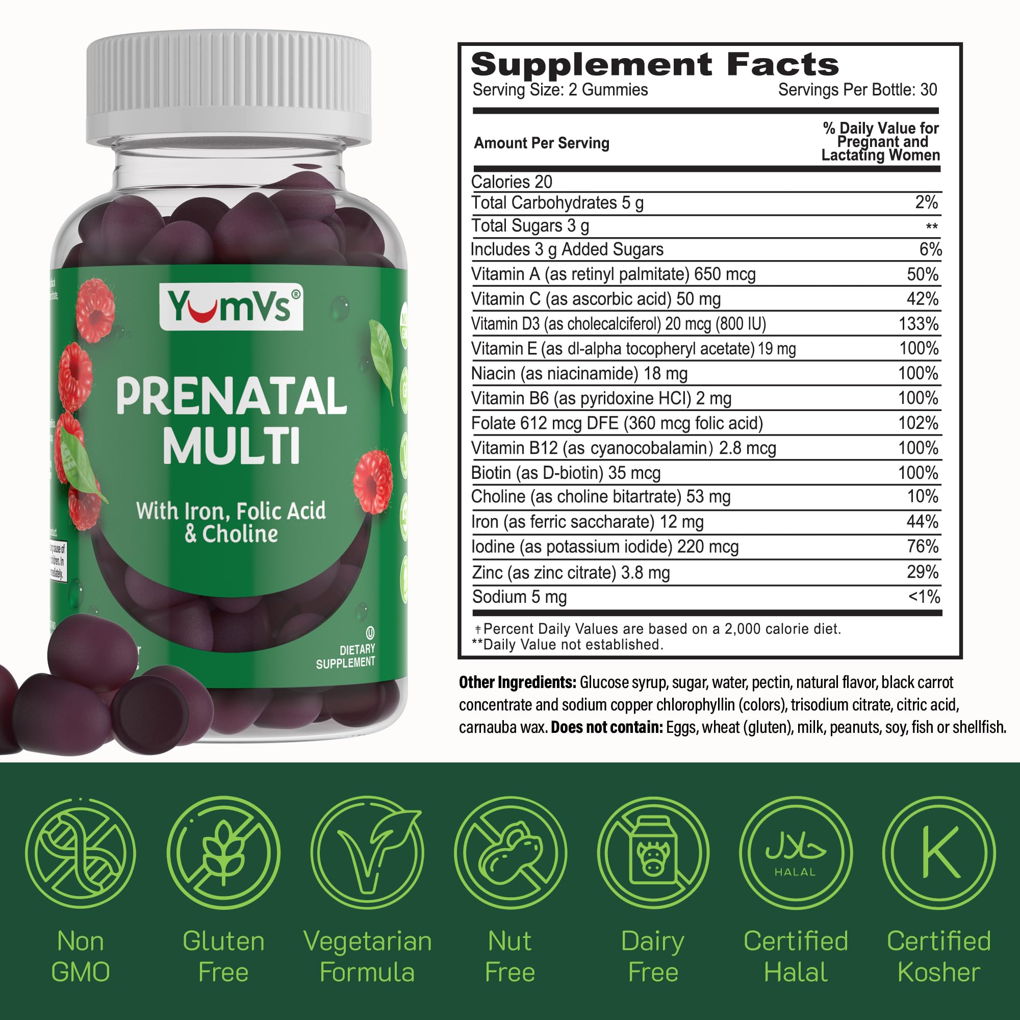 Close-up of YUM-V'S Prenatal Gummies showing gummy texture