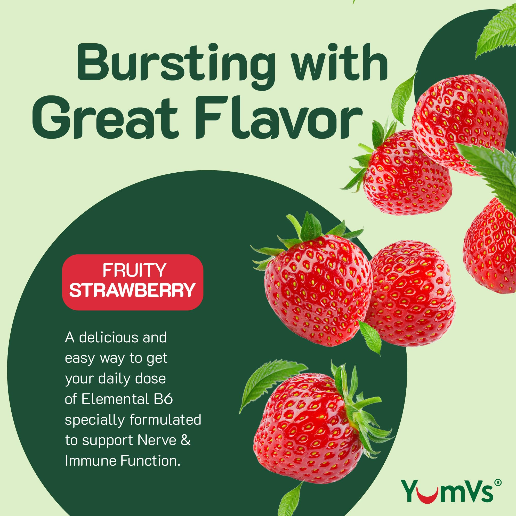 Close-up of YUM-V'S Vitamin B6 Gummies strawberry gummies