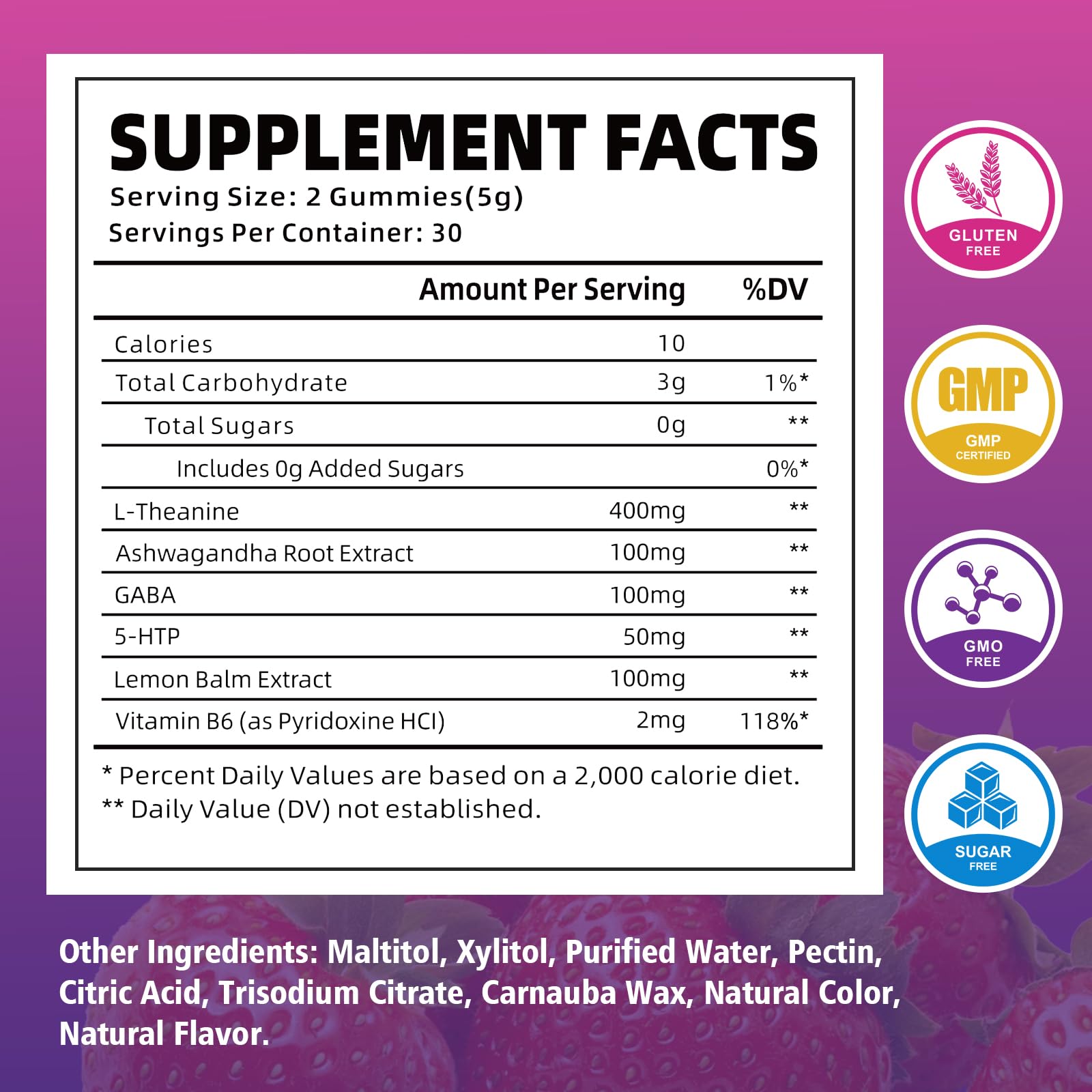 Close-up of YUULAI L-Theanine Gummies strawberry flavour