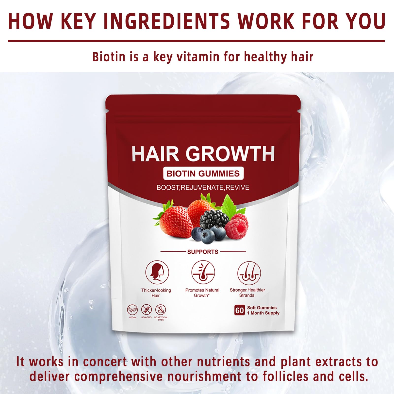 Close-up of YYLLYY Multivitamins Gummies with biotin and silica