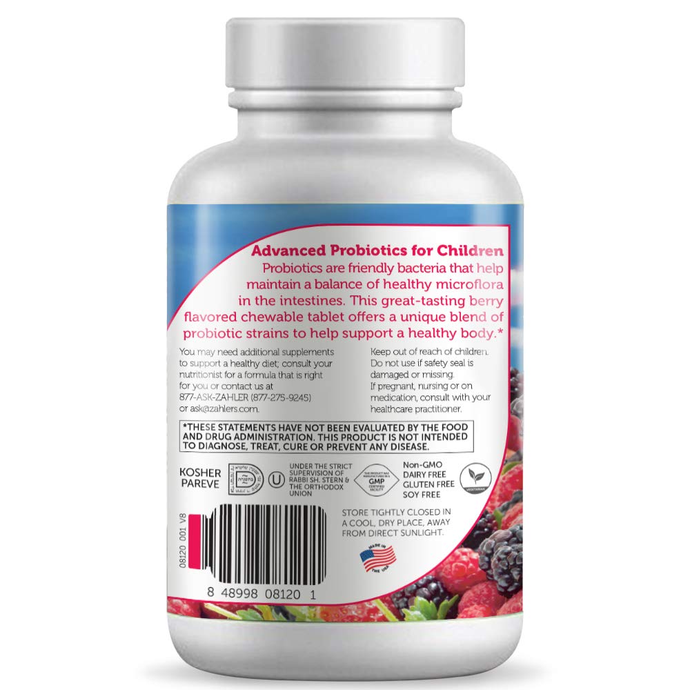 Close-up of Zahler Kidophilus Plus chewable tablet