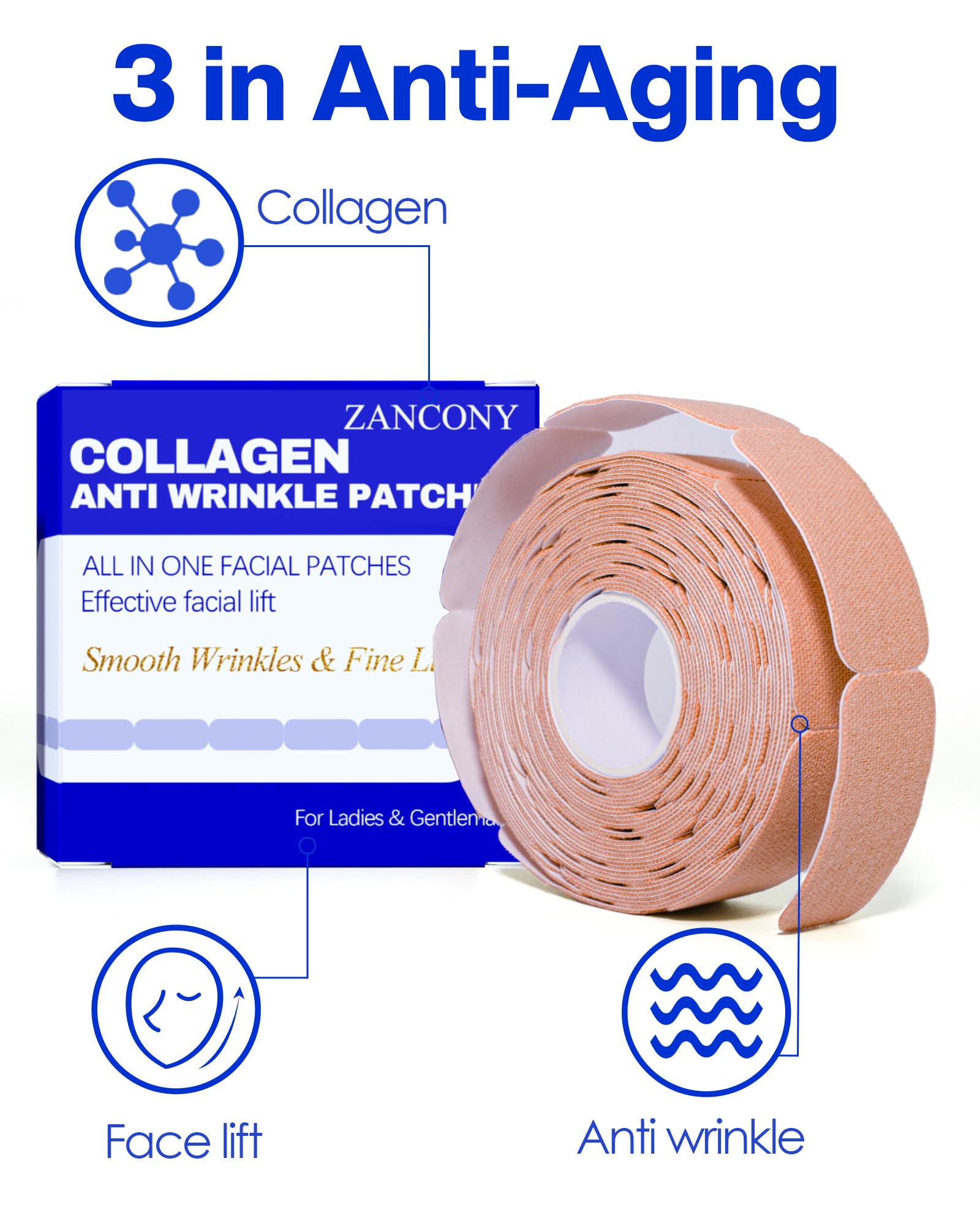 Close-up of zancony Collagen Face Tape patches