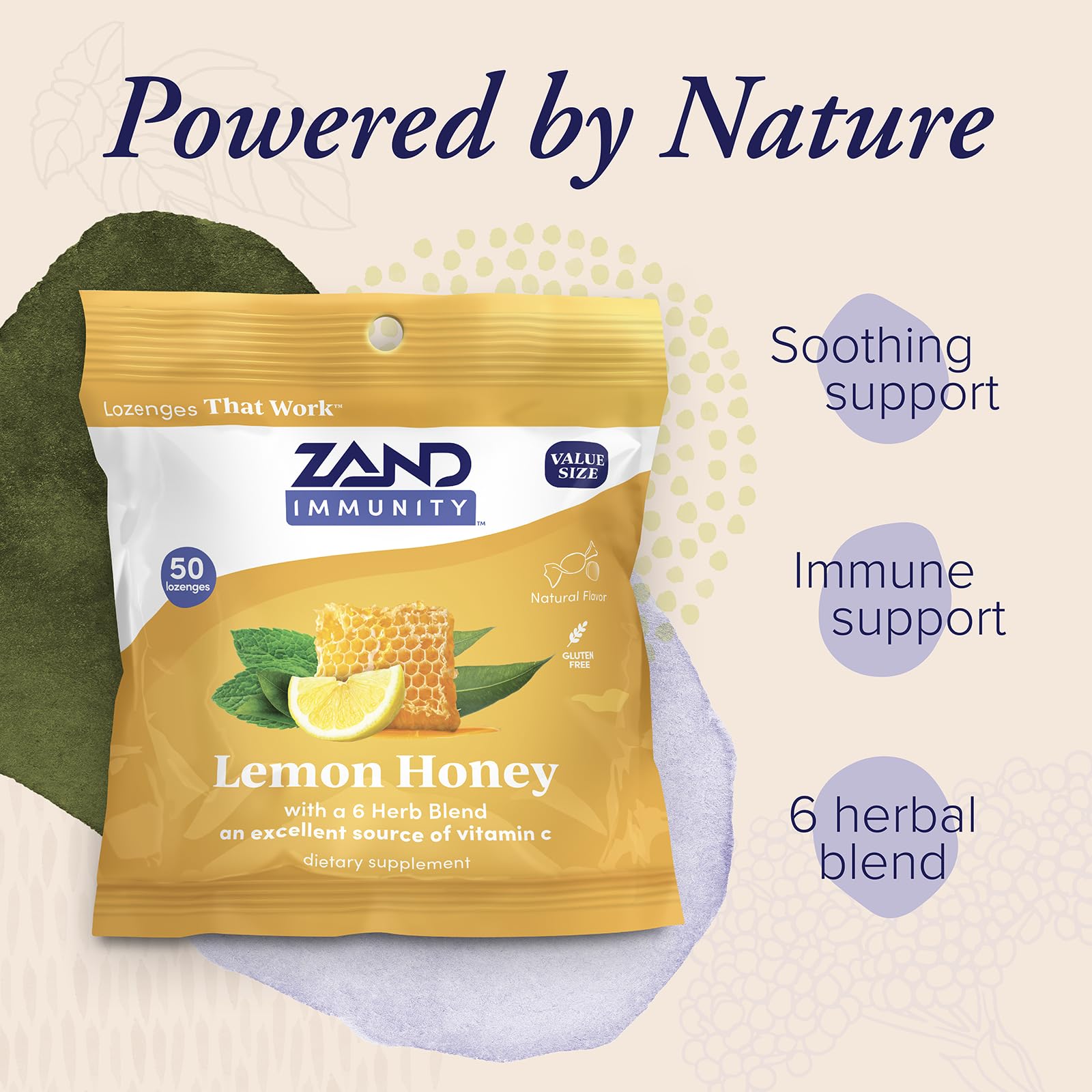 Close-up of ZAND daily wellness Lozenges showing individual lozenges