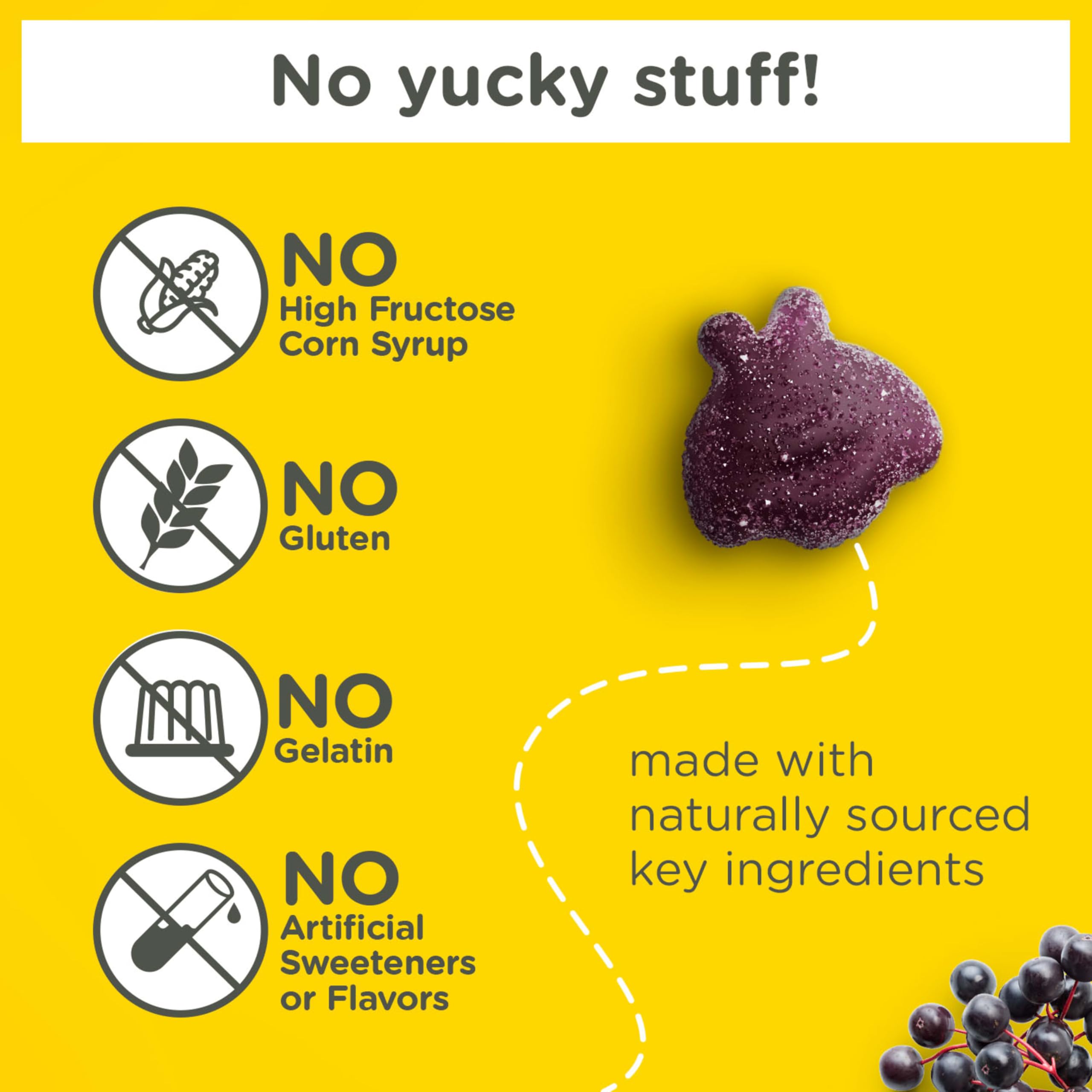 Close-up of Zarbee's gummies showing natural berry flavour