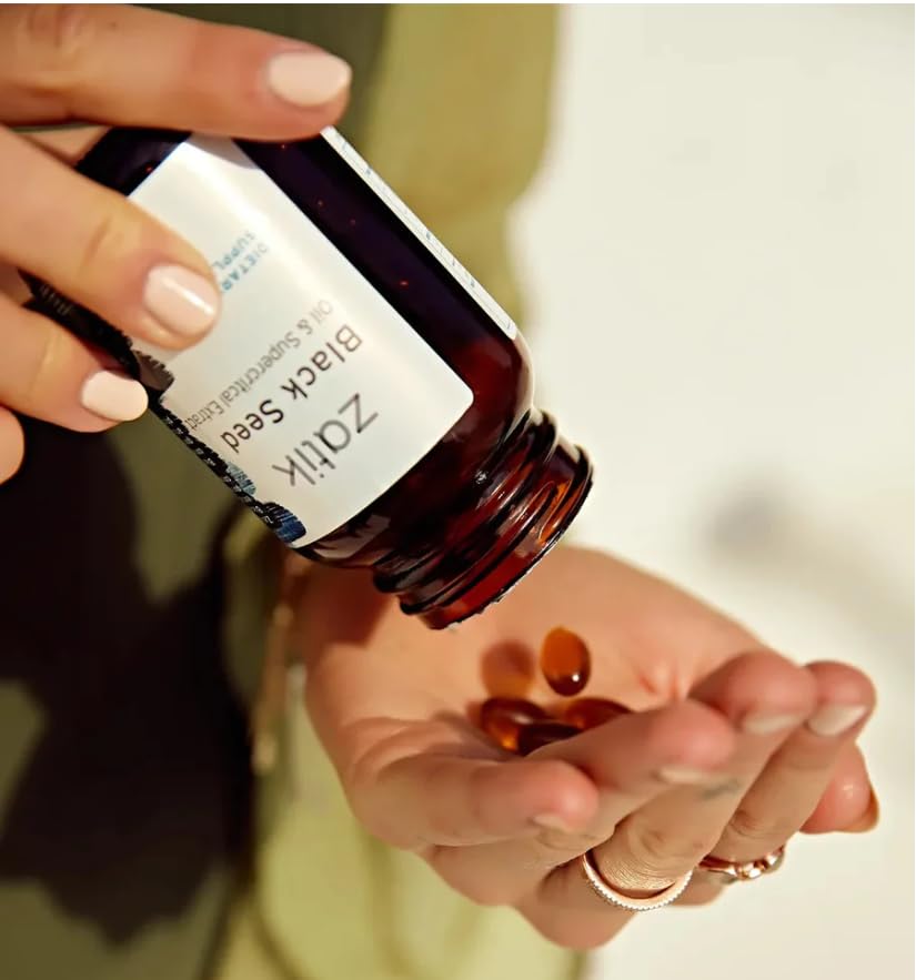Close-up of Zatik Black Seed Oil Vegan Softgels