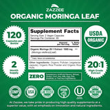 Close-up of Zazzee Organic Moringa Extract capsules