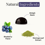 Close-up of ZENITH RITUAL Shilajit Gummies with blueberry flavour