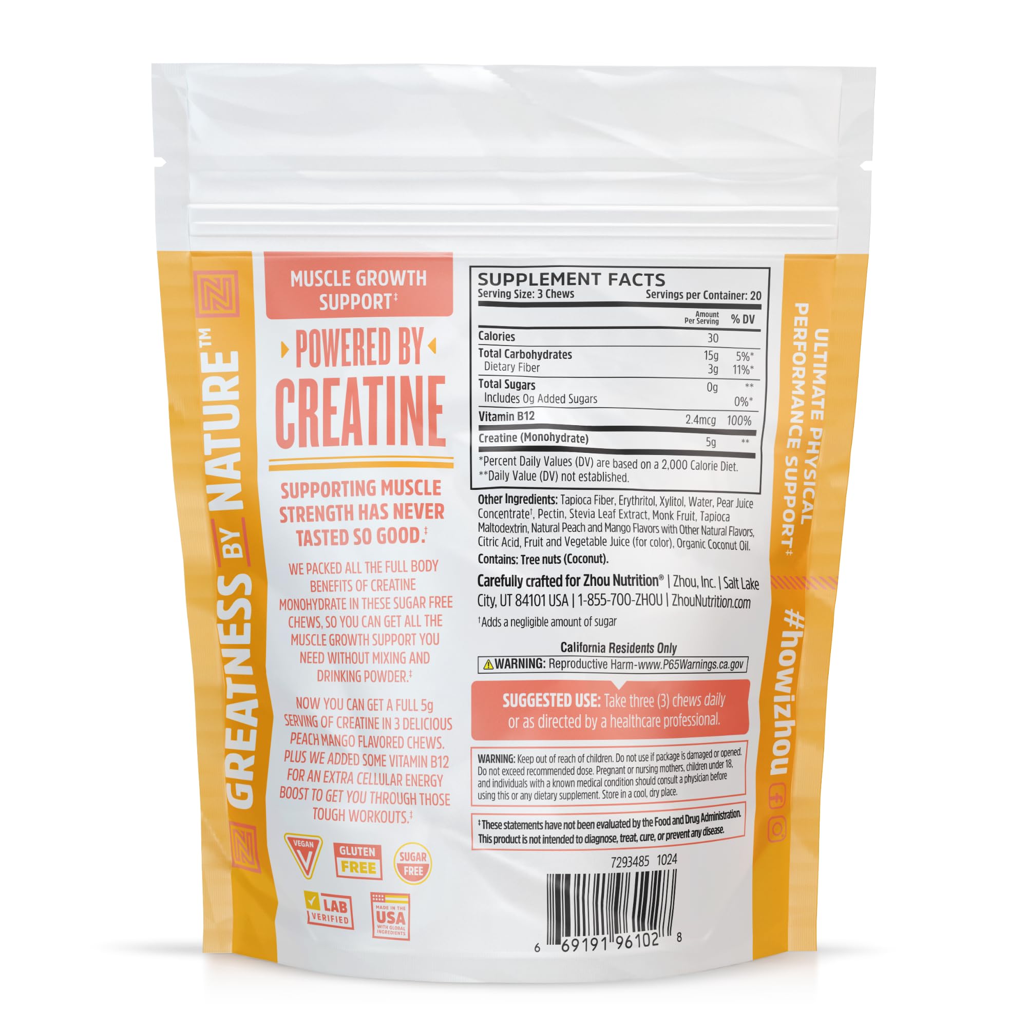 Close-up of ZHOU Creatine Chews gummy texture