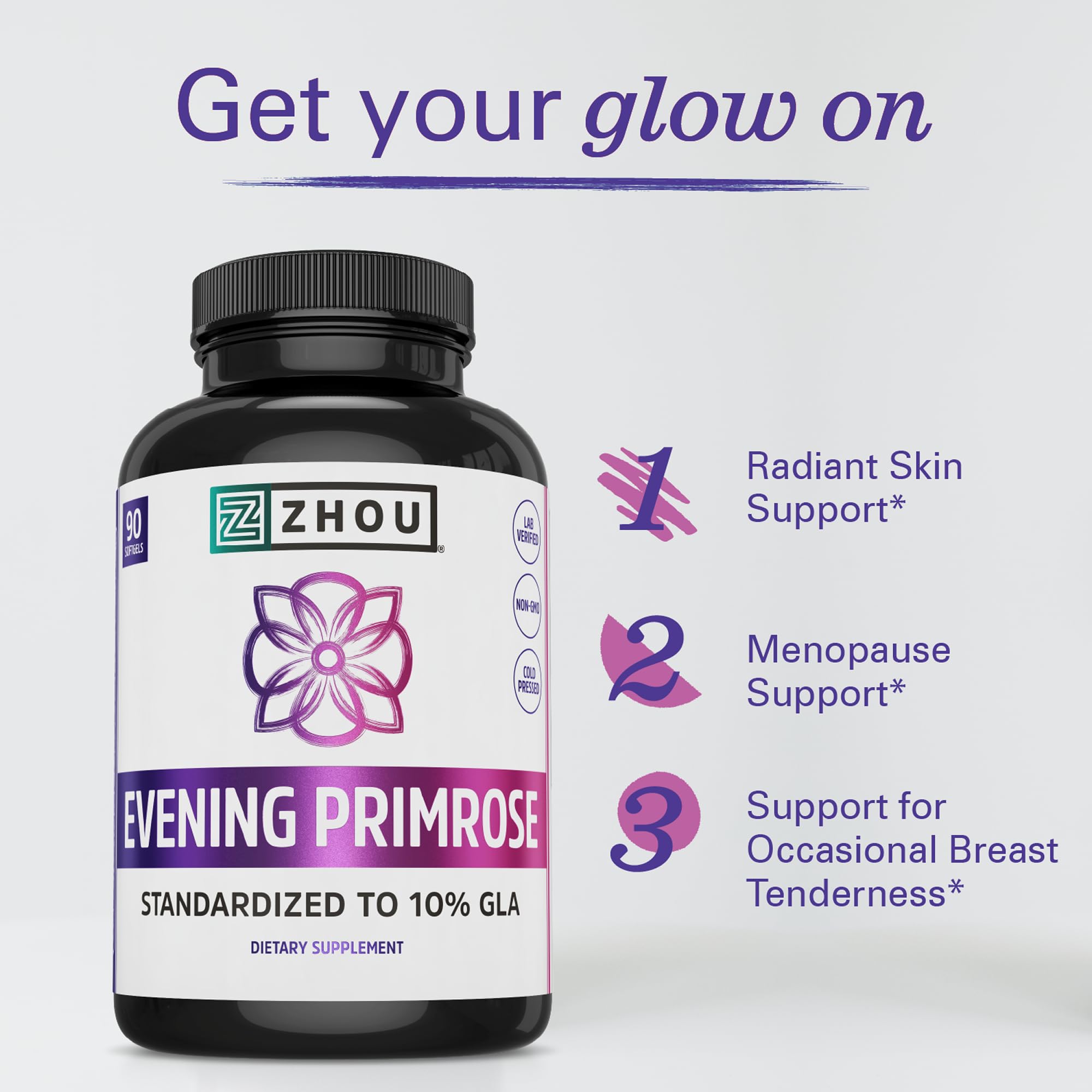 Close-up of ZHOU Evening Primrose Oil Softgels