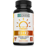 Close-up of ZHOU Vitamin D3 and K2 capsules