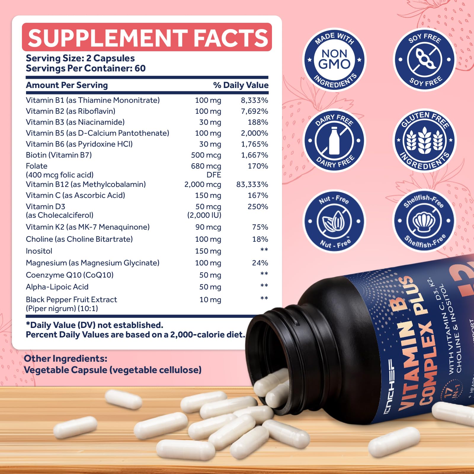 CNCHEF 17-in-1 Advanced B-Complex Plus supplement side view