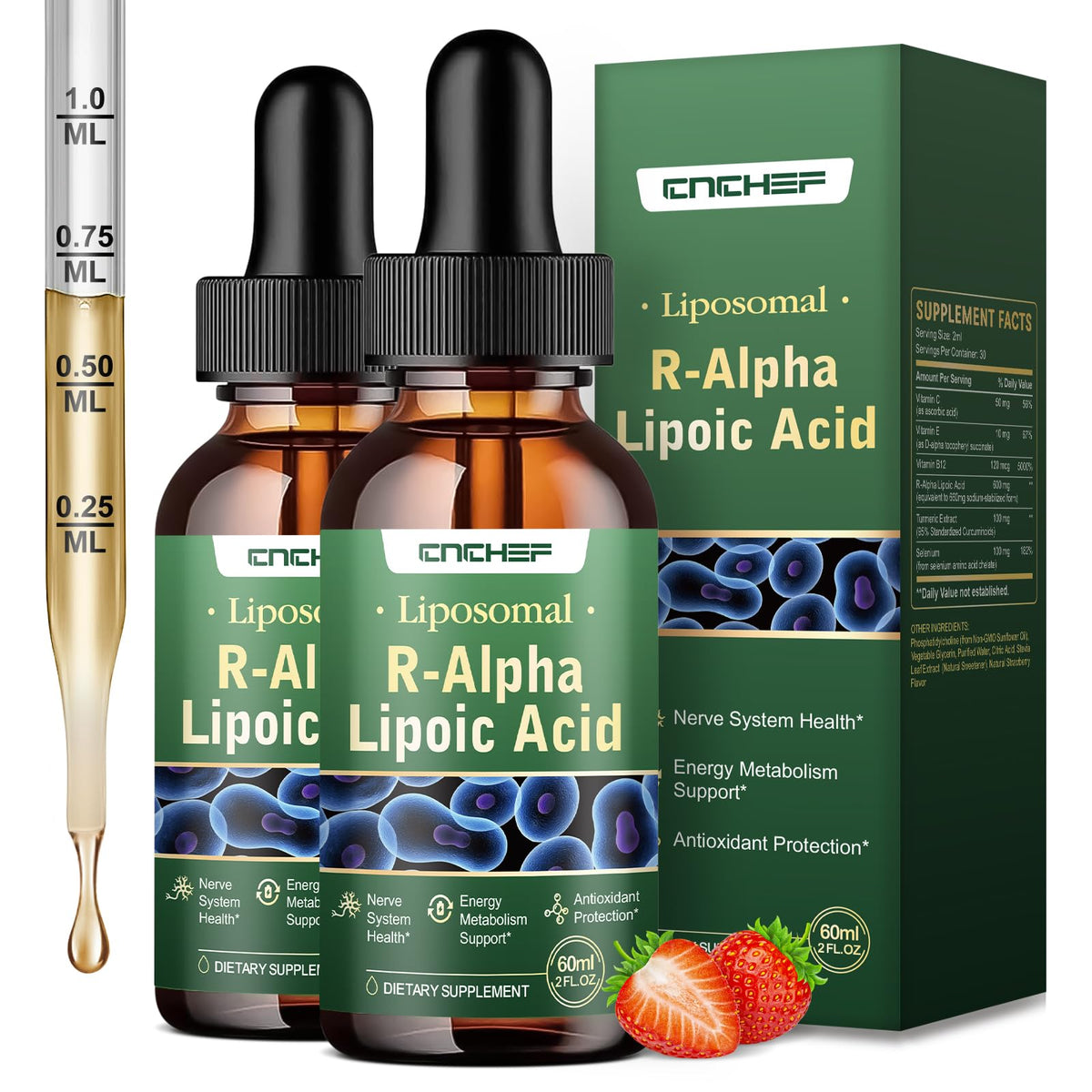 CNCHEF Alpha Lipoic Acid bottle front view with label