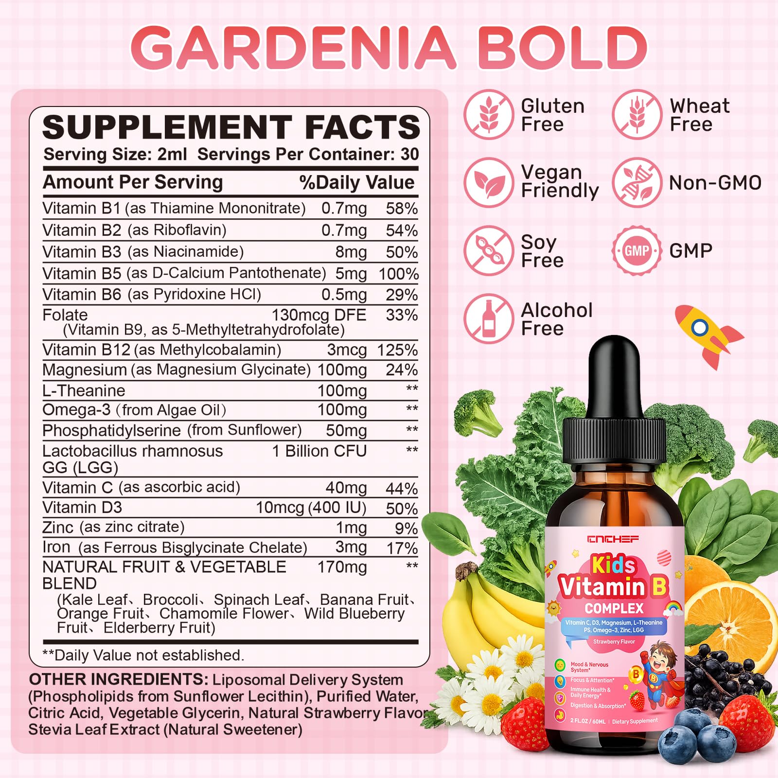 CNCHEF B-Complex Liquid Supplement for Kids 150g back view