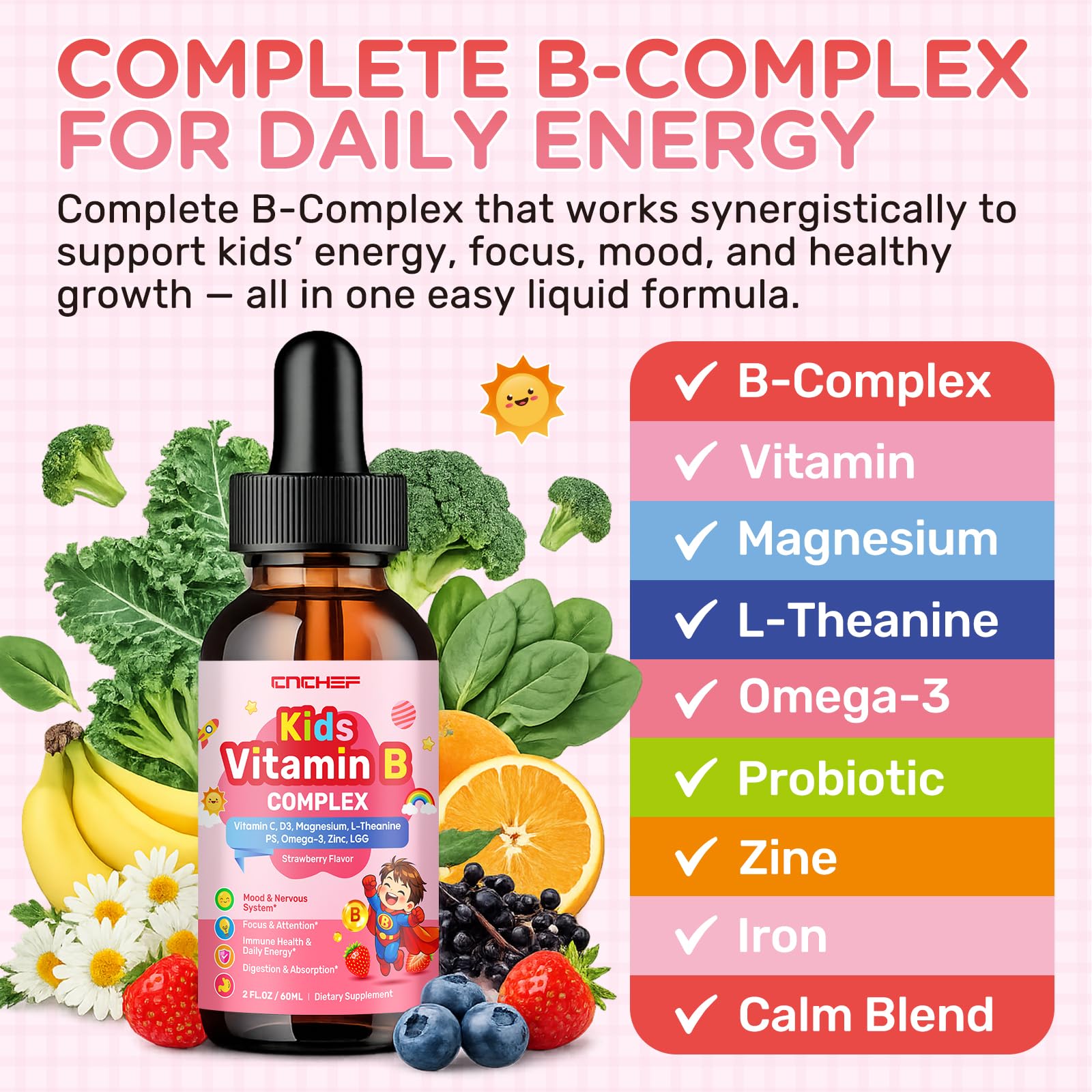 CNCHEF B-Complex Liquid Supplement for Kids 150g dosage measurement
