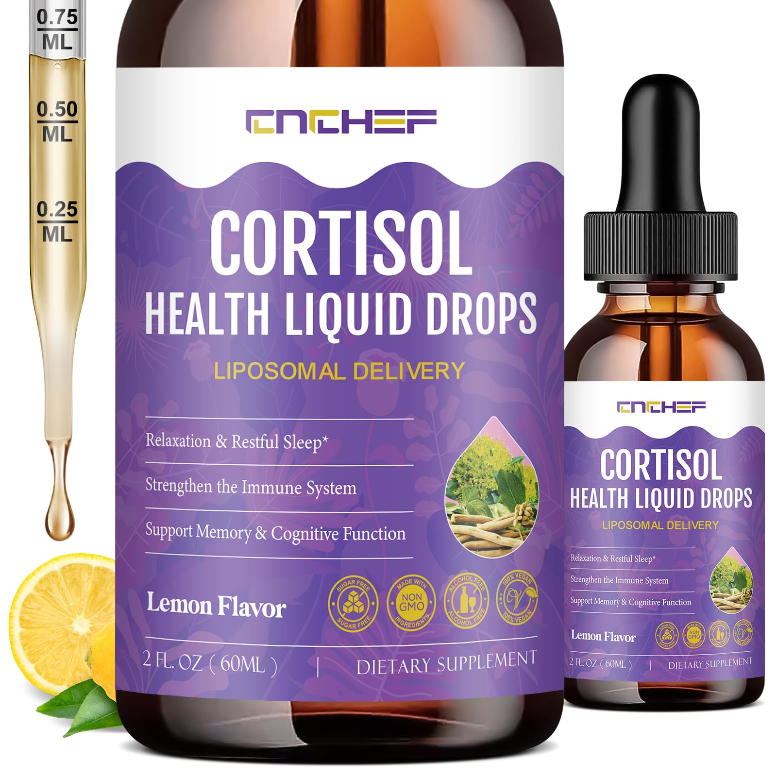CNCHEF Cortisol Supplement Liquid Drops 2 Fl Oz front view