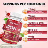 CNCHEF Iron Gummies nutritional information label