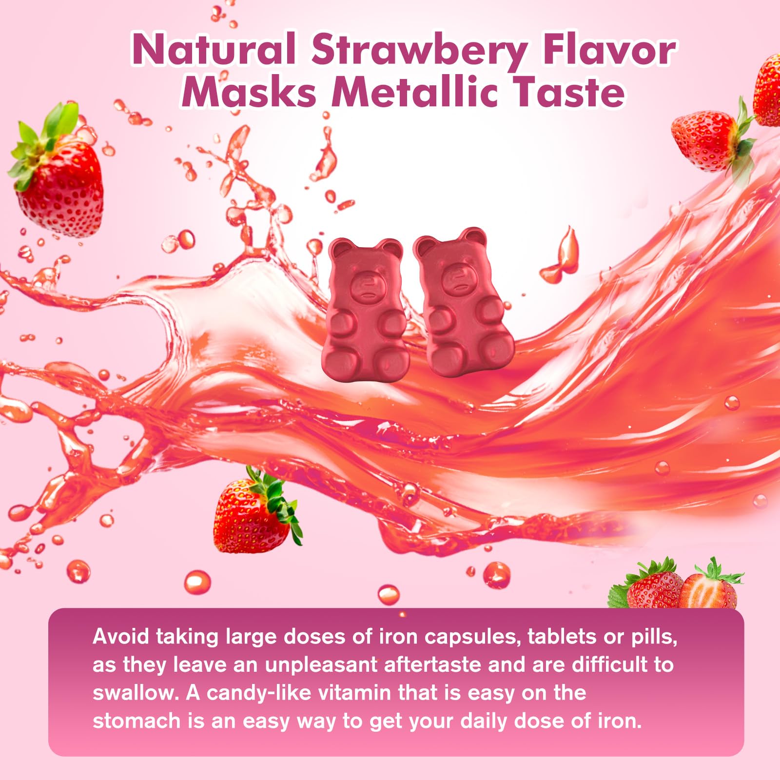 CNCHEF Iron Gummies showing serving size and dosage details