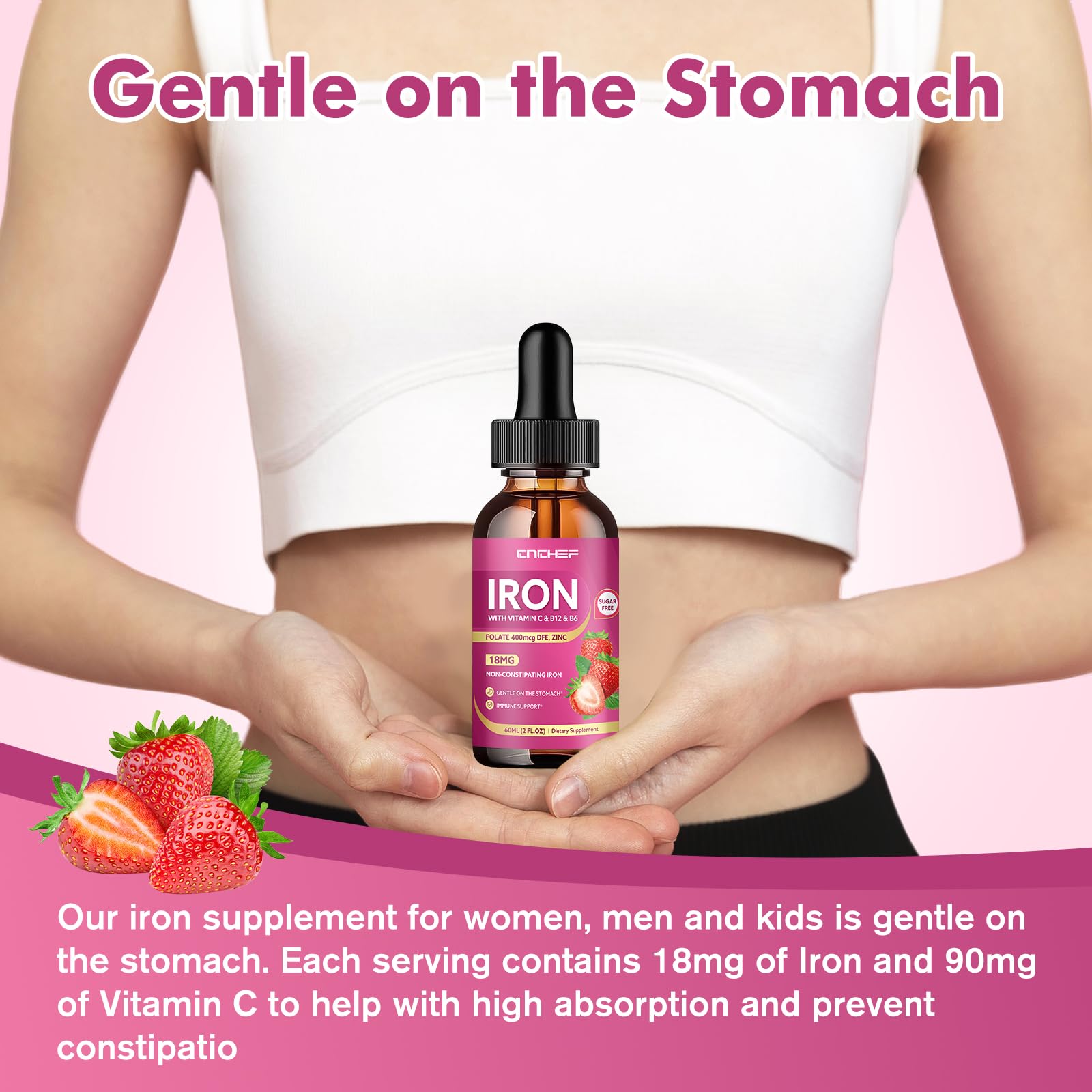 CNCHEF Iron Supplement Liquid bottle back view