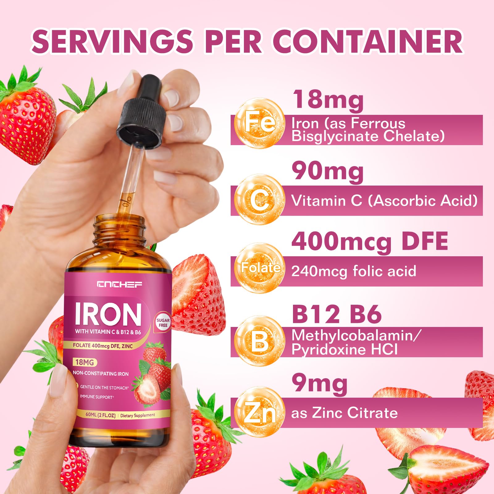 CNCHEF Iron Supplement Liquid with measuring dropper